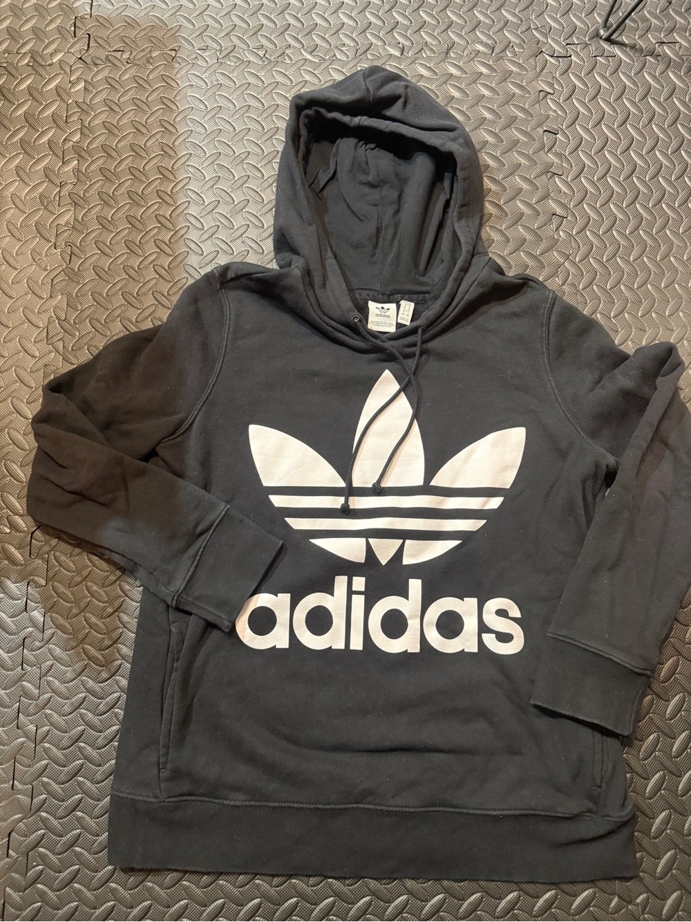 adidas Black Hoodie with White Trefoil Graphic